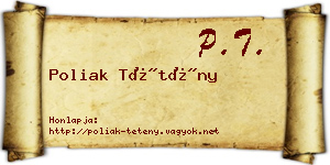 Poliak Tétény névjegykártya